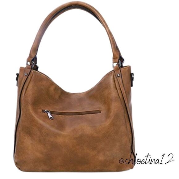 Women Brown PU Leather Hobo Tote Bag Leather Handbag - Picture 2 of 6